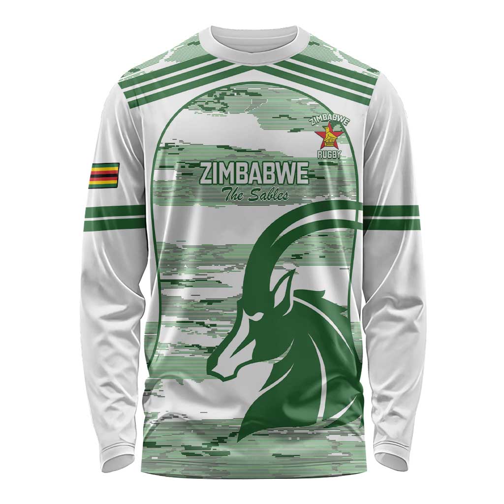 Zimbabwe Rugby Custom Long Sleeve Shirt Come On Sables White Version - Wonder Print Shop
