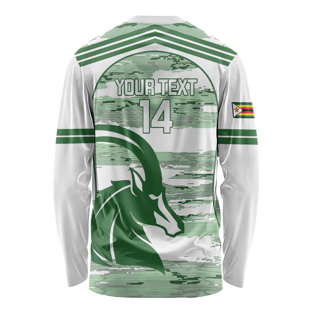 Zimbabwe Rugby Custom Long Sleeve Shirt Come On Sables White Version - Wonder Print Shop