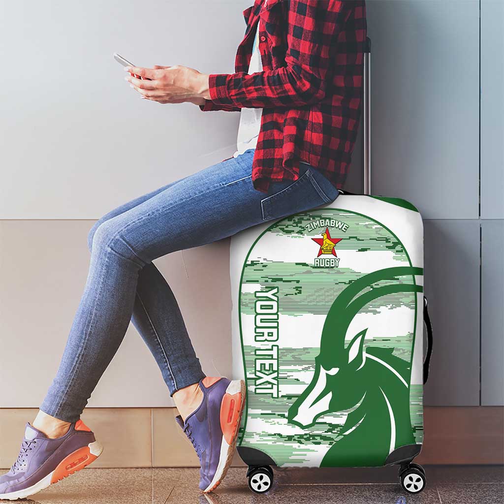 Zimbabwe Rugby Custom Luggage Cover Come On Sables White Version - Wonder Print Shop