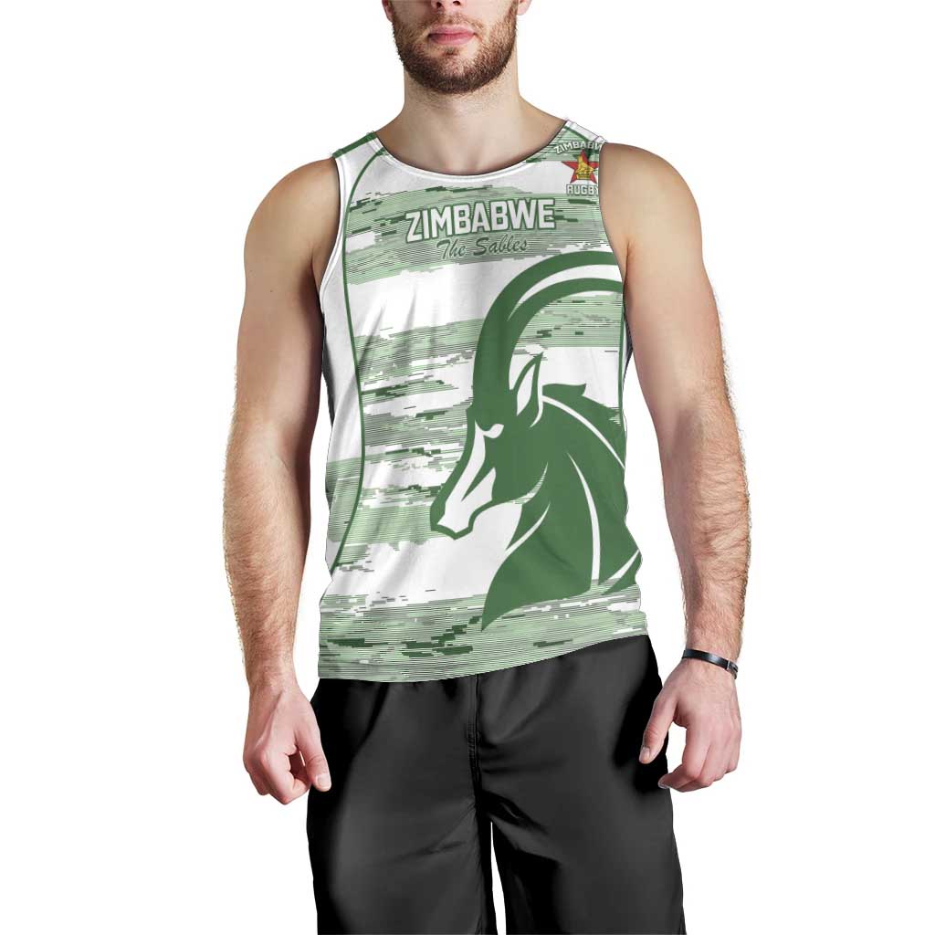 Zimbabwe Rugby Custom Men Tank Top Come On Sables White Version - Wonder Print Shop