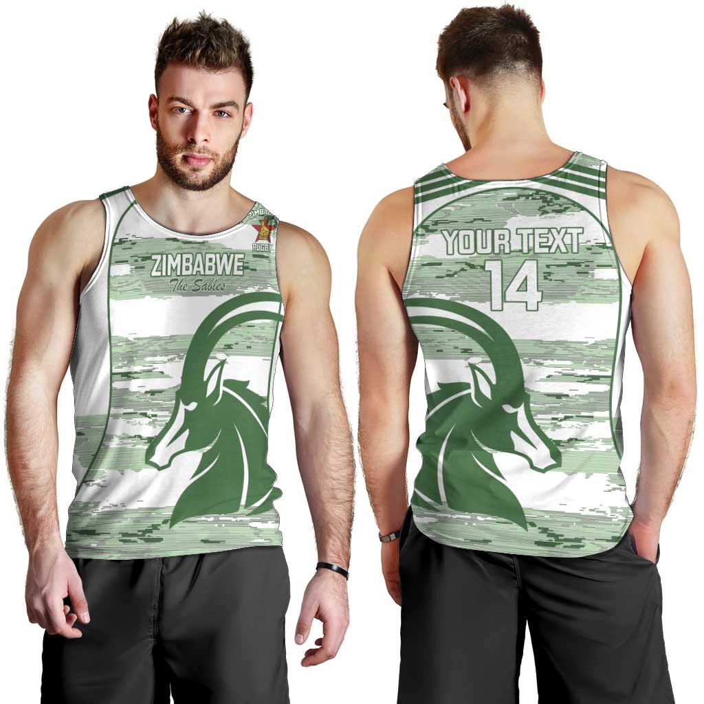 Zimbabwe Rugby Custom Men Tank Top Come On Sables White Version - Wonder Print Shop