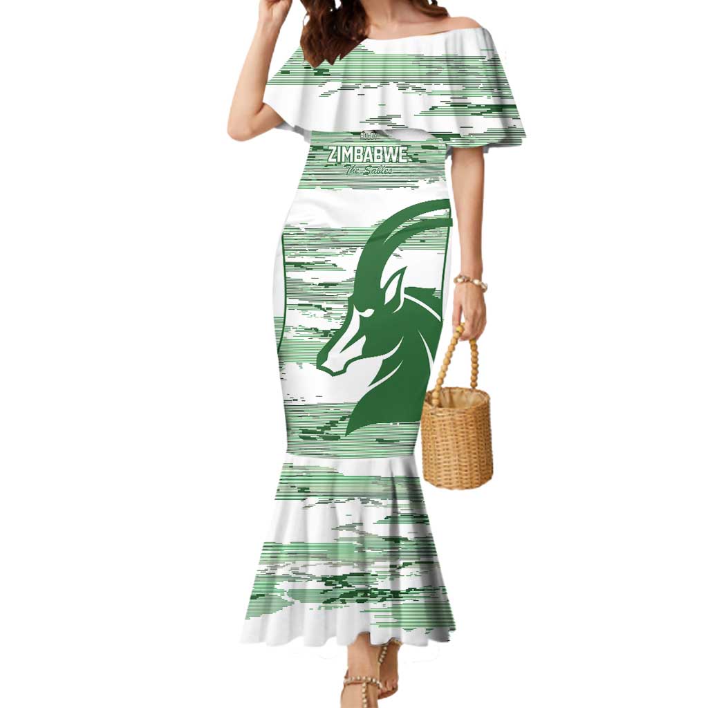 Zimbabwe Rugby Custom Mermaid Dress Come On Sables White Version - Wonder Print Shop