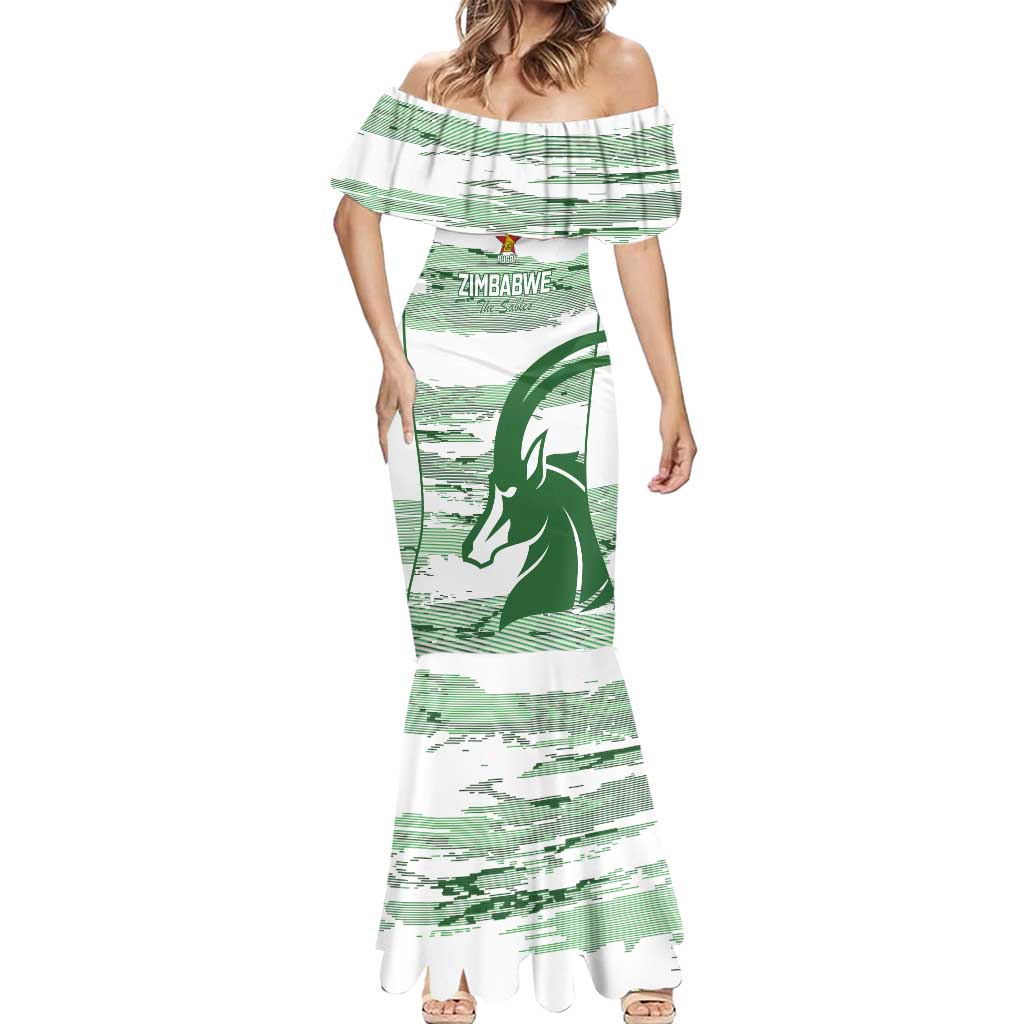 Zimbabwe Rugby Custom Mermaid Dress Come On Sables White Version - Wonder Print Shop