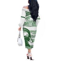 Zimbabwe Rugby Custom Off The Shoulder Long Sleeve Dress Come On Sables White Version - Wonder Print Shop