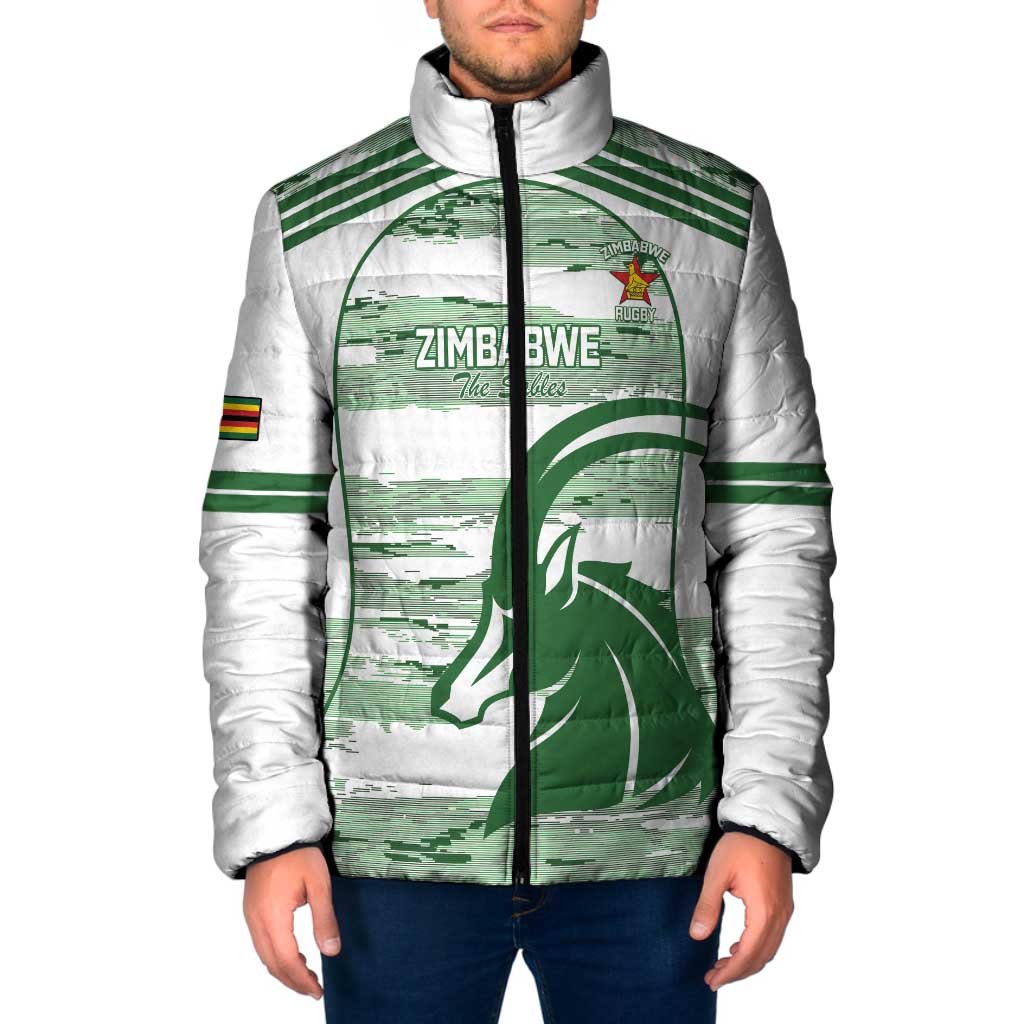 Zimbabwe Rugby Custom Padded Jacket Come On Sables White Version - Wonder Print Shop
