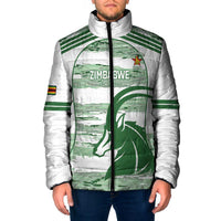 Zimbabwe Rugby Custom Padded Jacket Come On Sables White Version - Wonder Print Shop