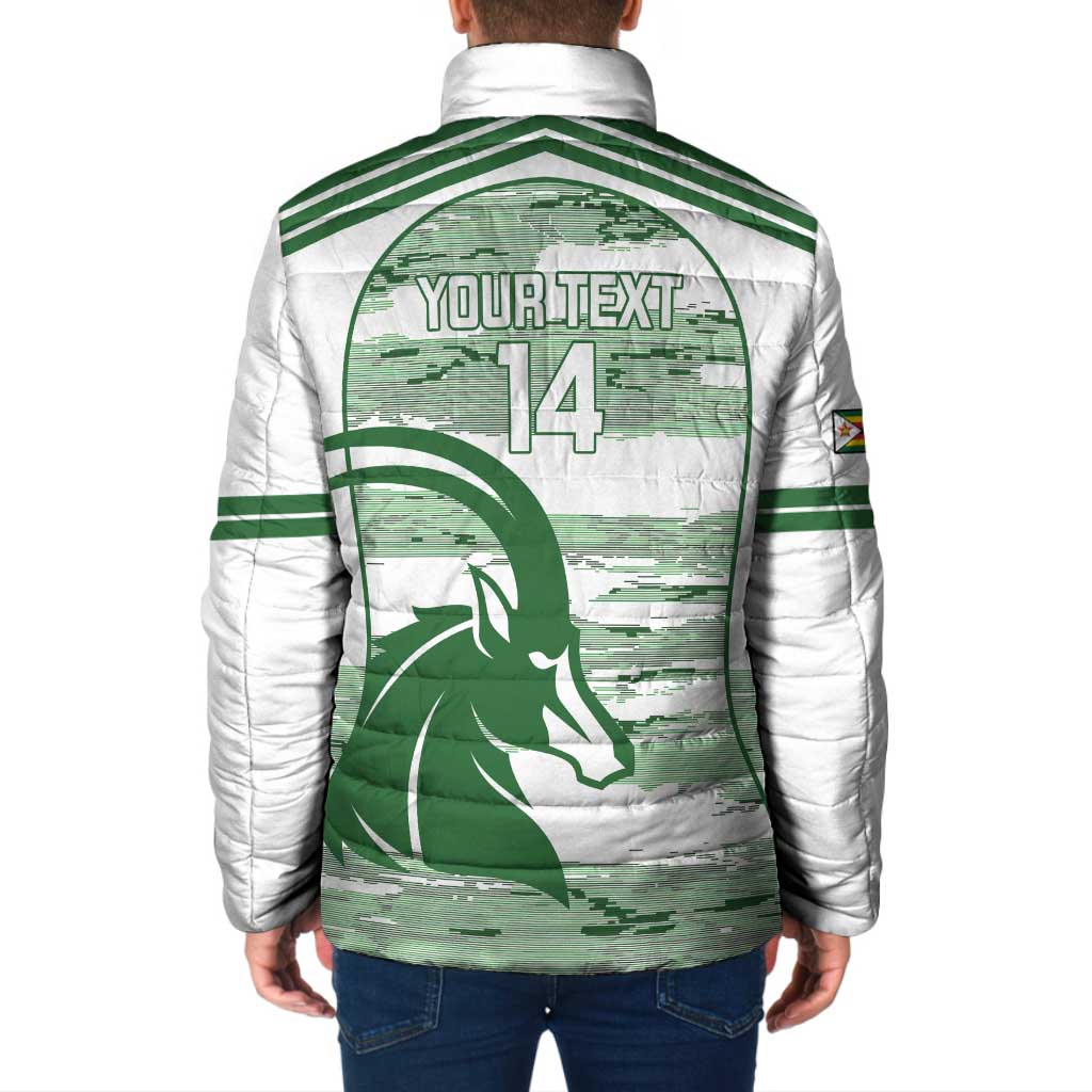 Zimbabwe Rugby Custom Padded Jacket Come On Sables White Version - Wonder Print Shop