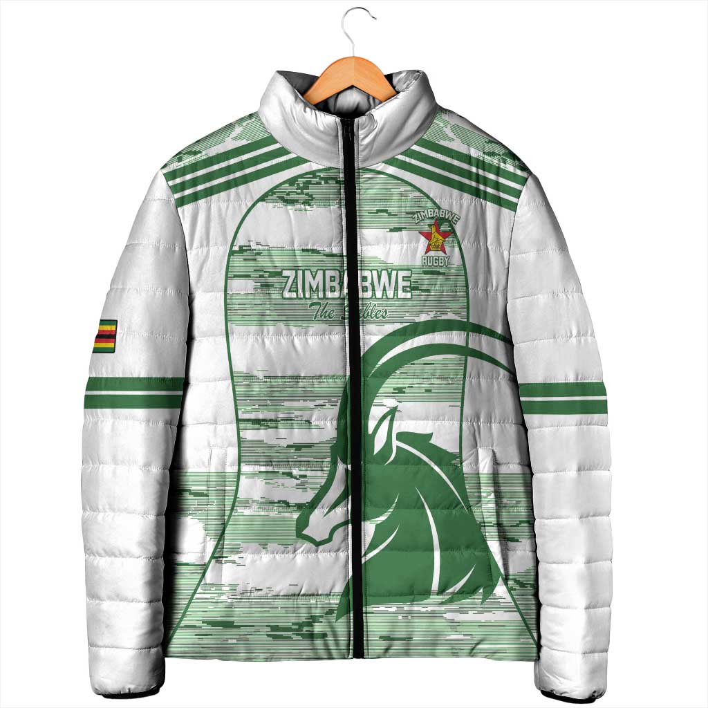 Zimbabwe Rugby Custom Padded Jacket Come On Sables White Version - Wonder Print Shop