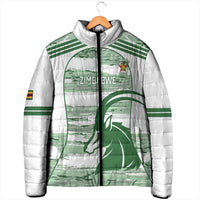 Zimbabwe Rugby Custom Padded Jacket Come On Sables White Version - Wonder Print Shop