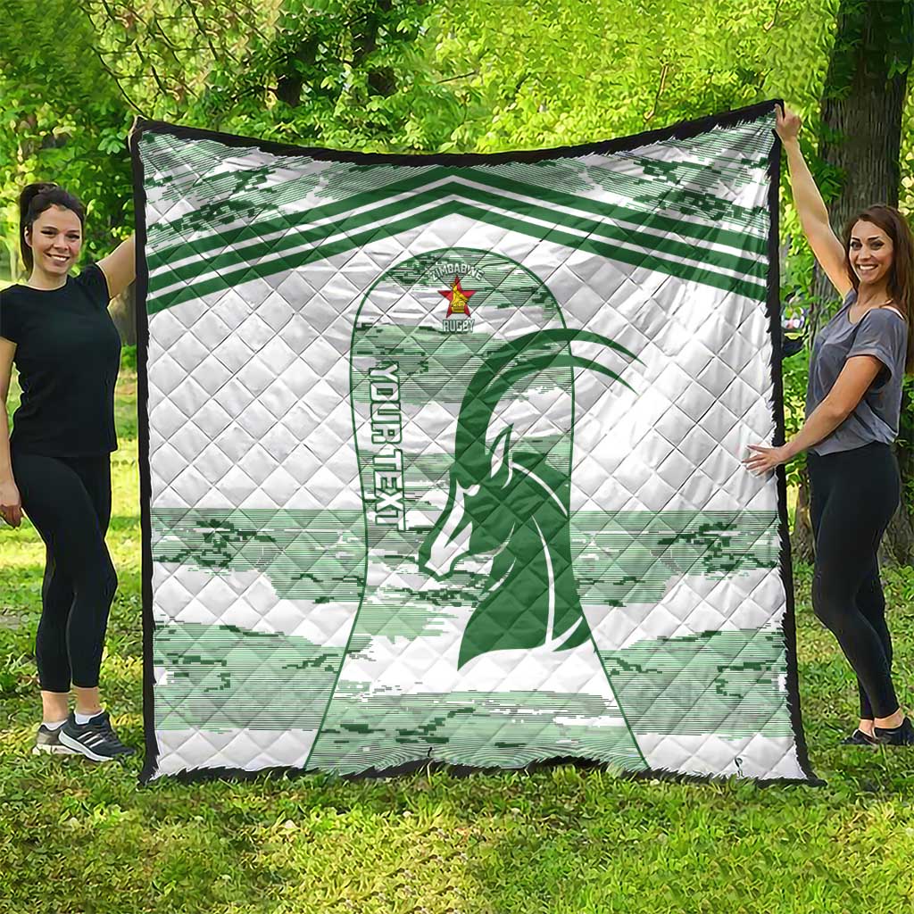 Zimbabwe Rugby Custom Quilt Come On Sables White Version - Wonder Print Shop