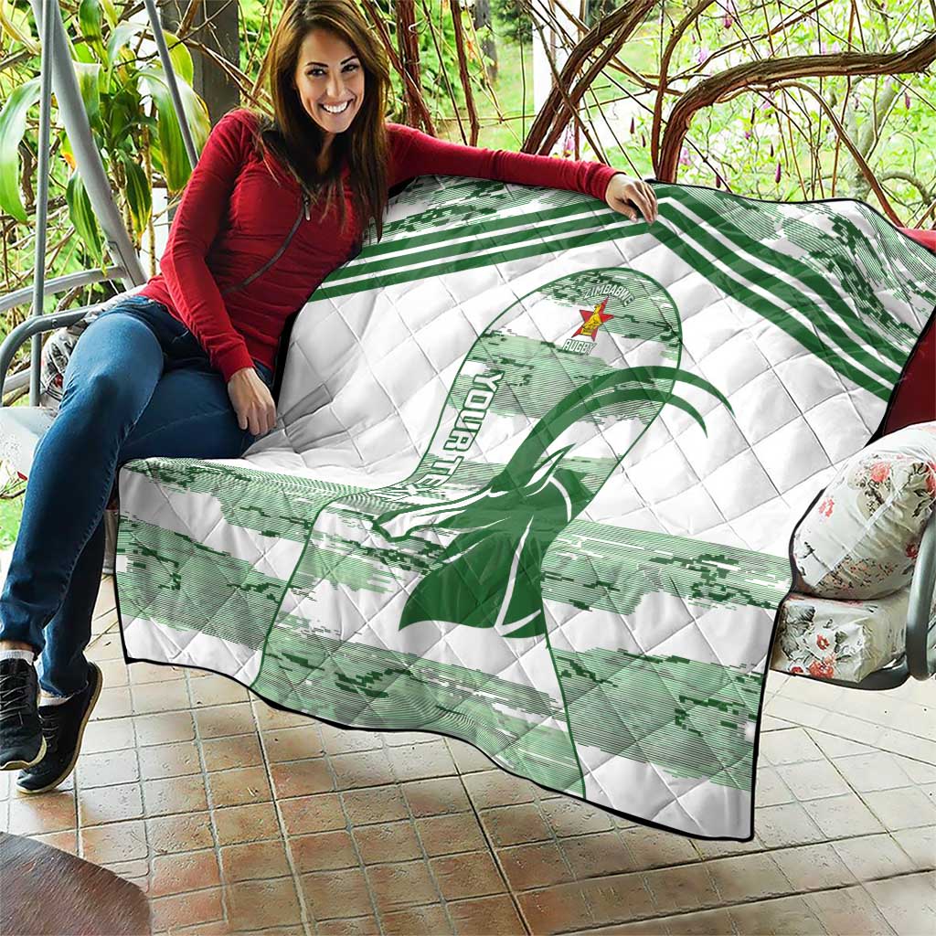 Zimbabwe Rugby Custom Quilt Come On Sables White Version - Wonder Print Shop