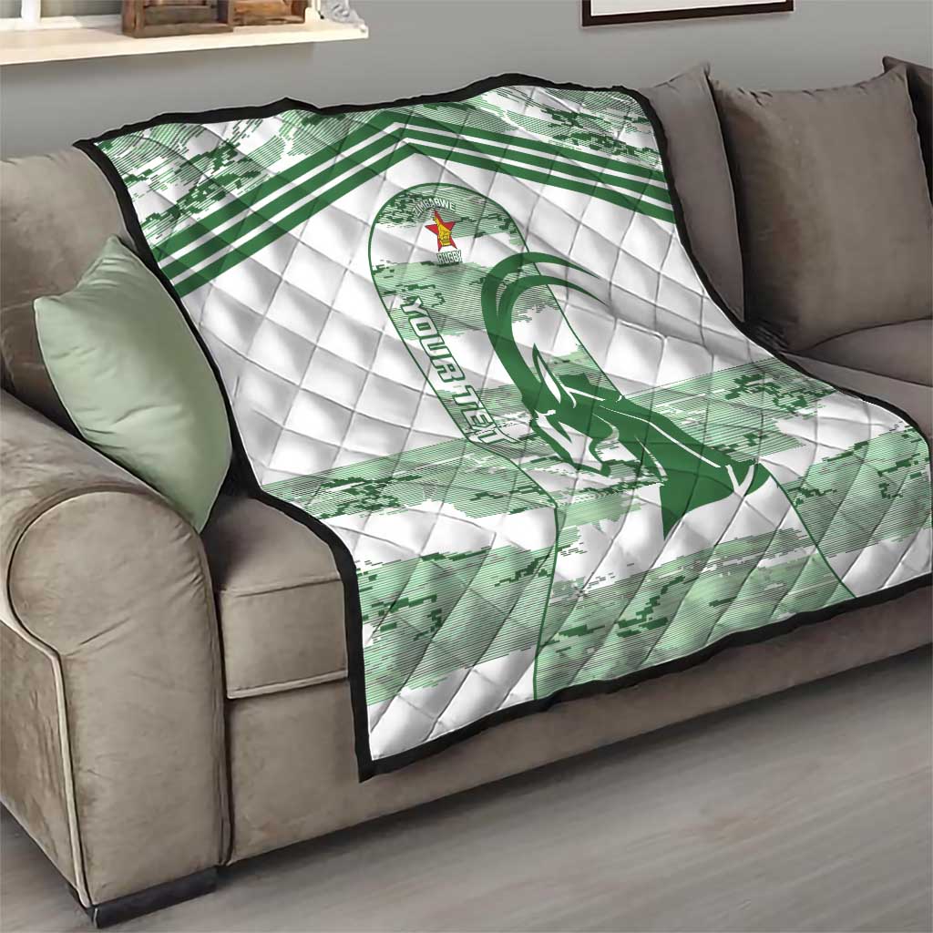 Zimbabwe Rugby Custom Quilt Come On Sables White Version - Wonder Print Shop