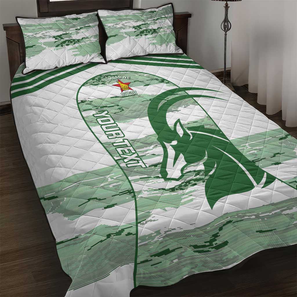 Zimbabwe Rugby Custom Quilt Bed Set Come On Sables White Version - Wonder Print Shop