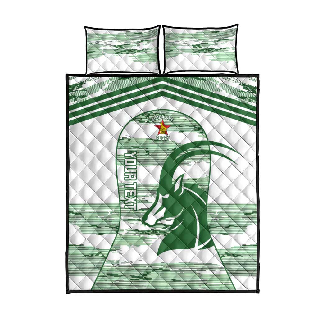 Zimbabwe Rugby Custom Quilt Bed Set Come On Sables White Version - Wonder Print Shop