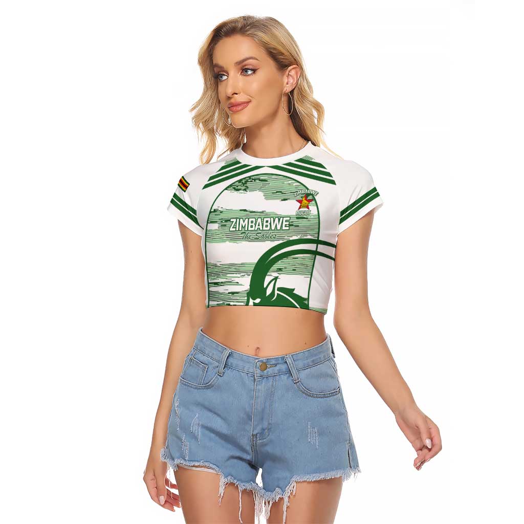 Zimbabwe Rugby Custom Raglan Cropped T Shirt Come On Sables White Version - Wonder Print Shop