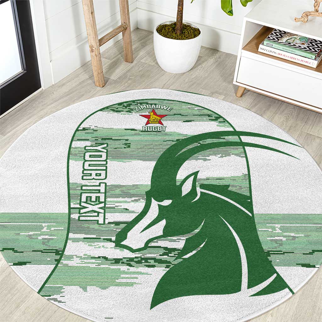 Zimbabwe Rugby Custom Round Carpet Come On Sables White Version - Wonder Print Shop