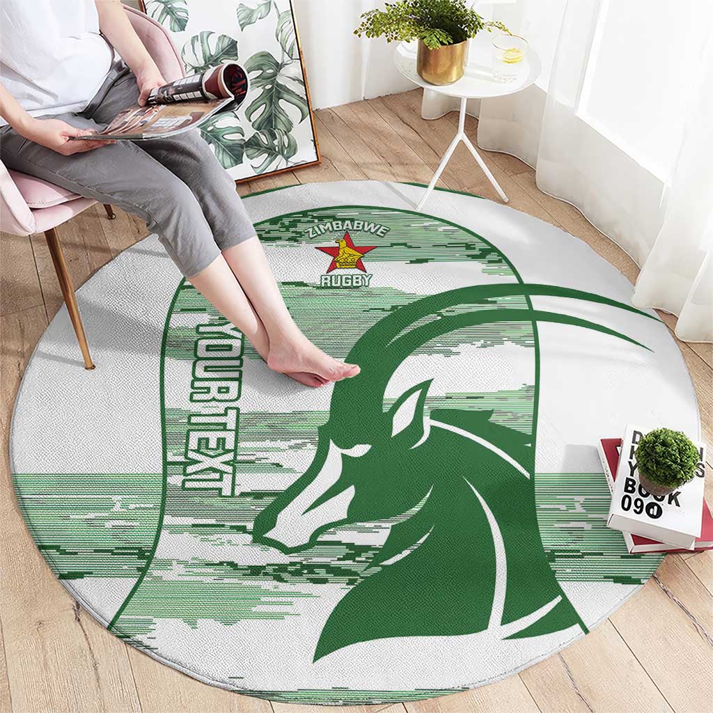 Zimbabwe Rugby Custom Round Carpet Come On Sables White Version - Wonder Print Shop