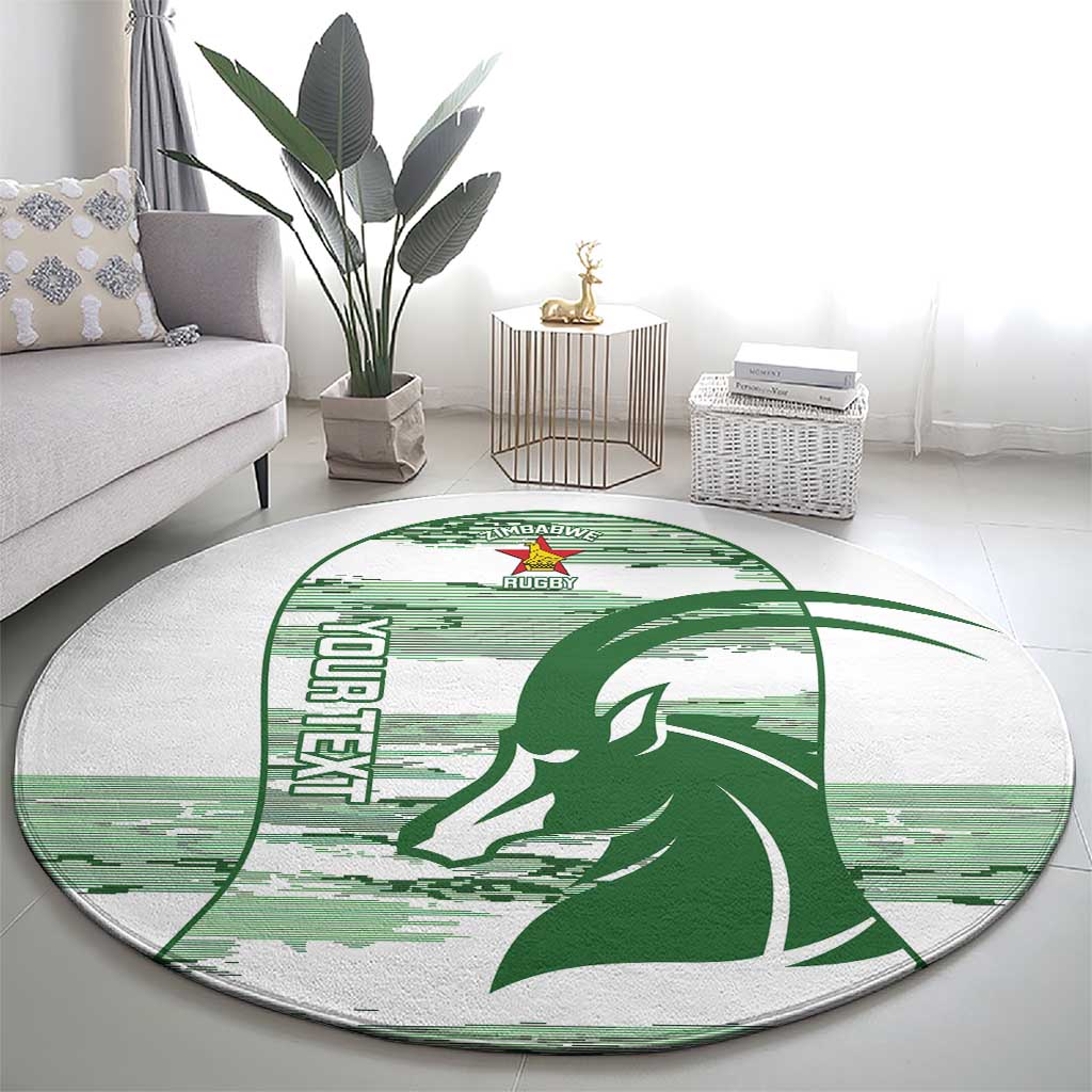 Zimbabwe Rugby Custom Round Carpet Come On Sables White Version - Wonder Print Shop