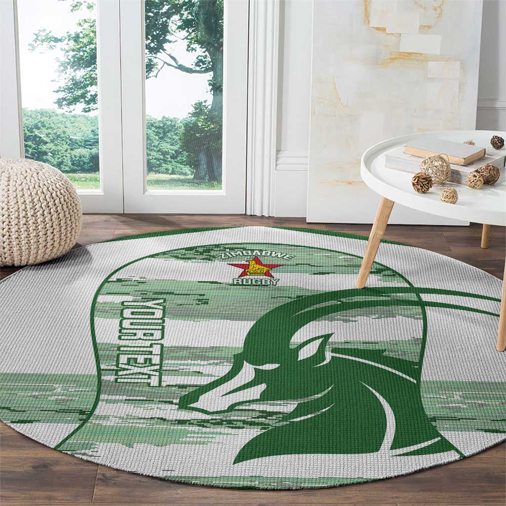 Zimbabwe Rugby Custom Round Carpet Come On Sables White Version - Wonder Print Shop