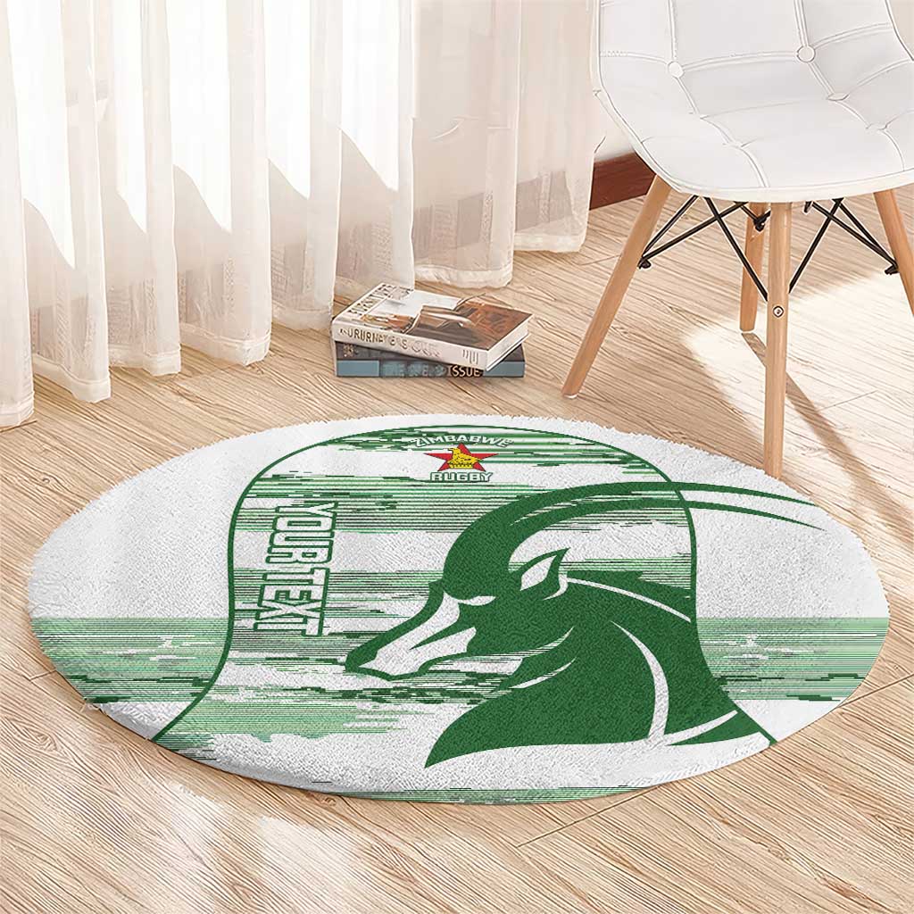 Zimbabwe Rugby Custom Round Carpet Come On Sables White Version - Wonder Print Shop