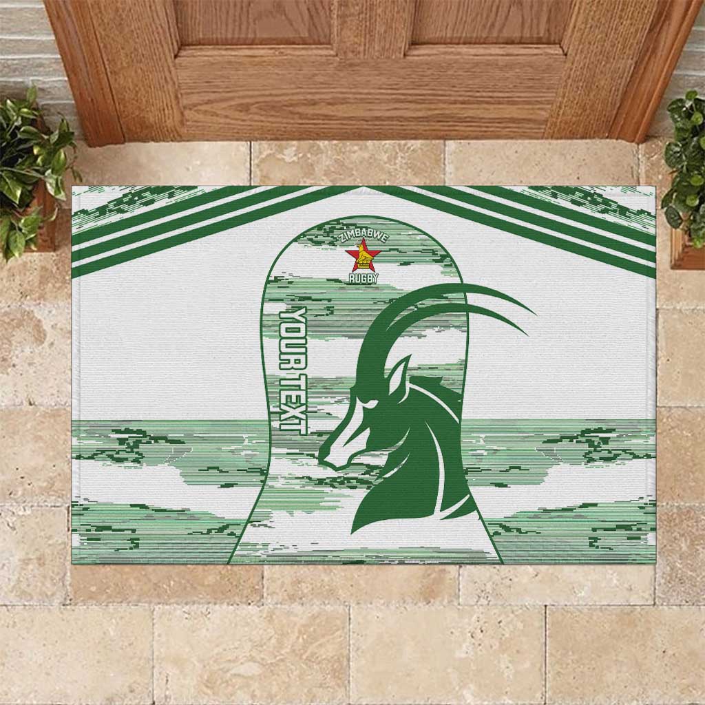 Zimbabwe Rugby Custom Rubber Doormat Come On Sables White Version - Wonder Print Shop