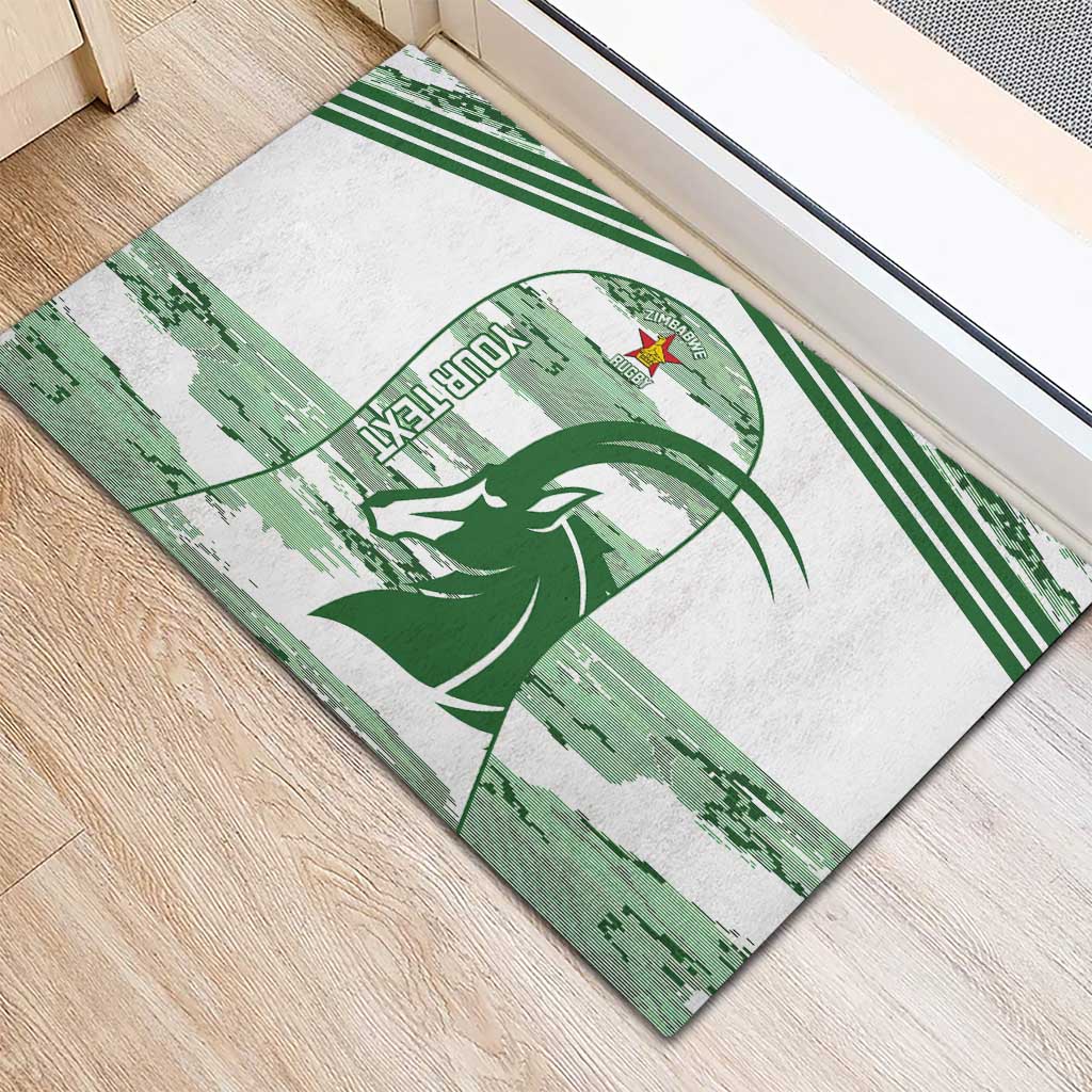 Zimbabwe Rugby Custom Rubber Doormat Come On Sables White Version - Wonder Print Shop