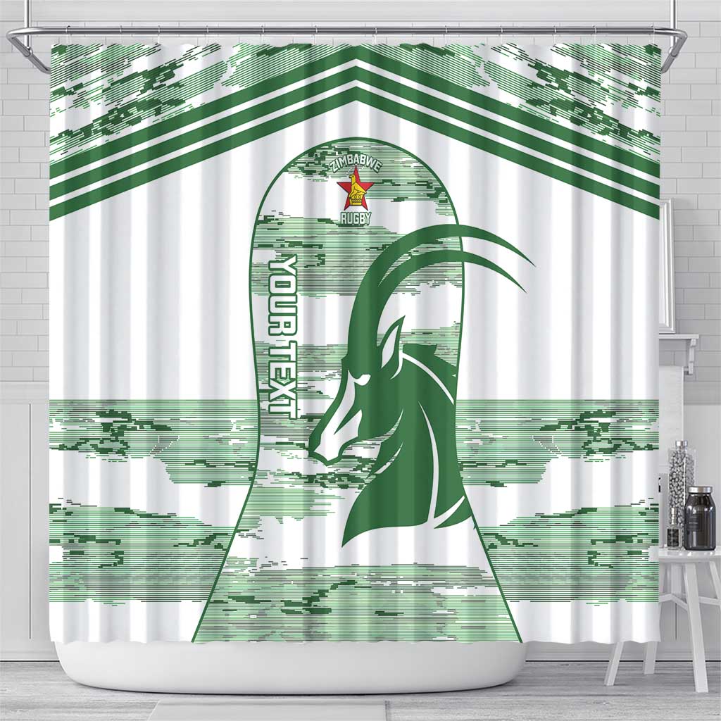 Zimbabwe Rugby Custom Shower Curtain Come On Sables White Version - Wonder Print Shop