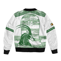 Zimbabwe Rugby Custom Sleeve Zip Bomber Jacket Come On Sables White Version - Wonder Print Shop