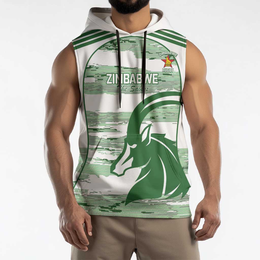 Zimbabwe Rugby Custom Sleeveless Hoodie Come On Sables White Version - Wonder Print Shop