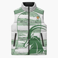 Zimbabwe Rugby Custom Sleeveless Puffer Jacket Come On Sables White Version - Wonder Print Shop