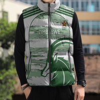 Zimbabwe Rugby Custom Sleeveless Puffer Jacket Come On Sables White Version - Wonder Print Shop