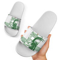 Zimbabwe Rugby Custom Slide Sandals Come On Sables White Version - Wonder Print Shop