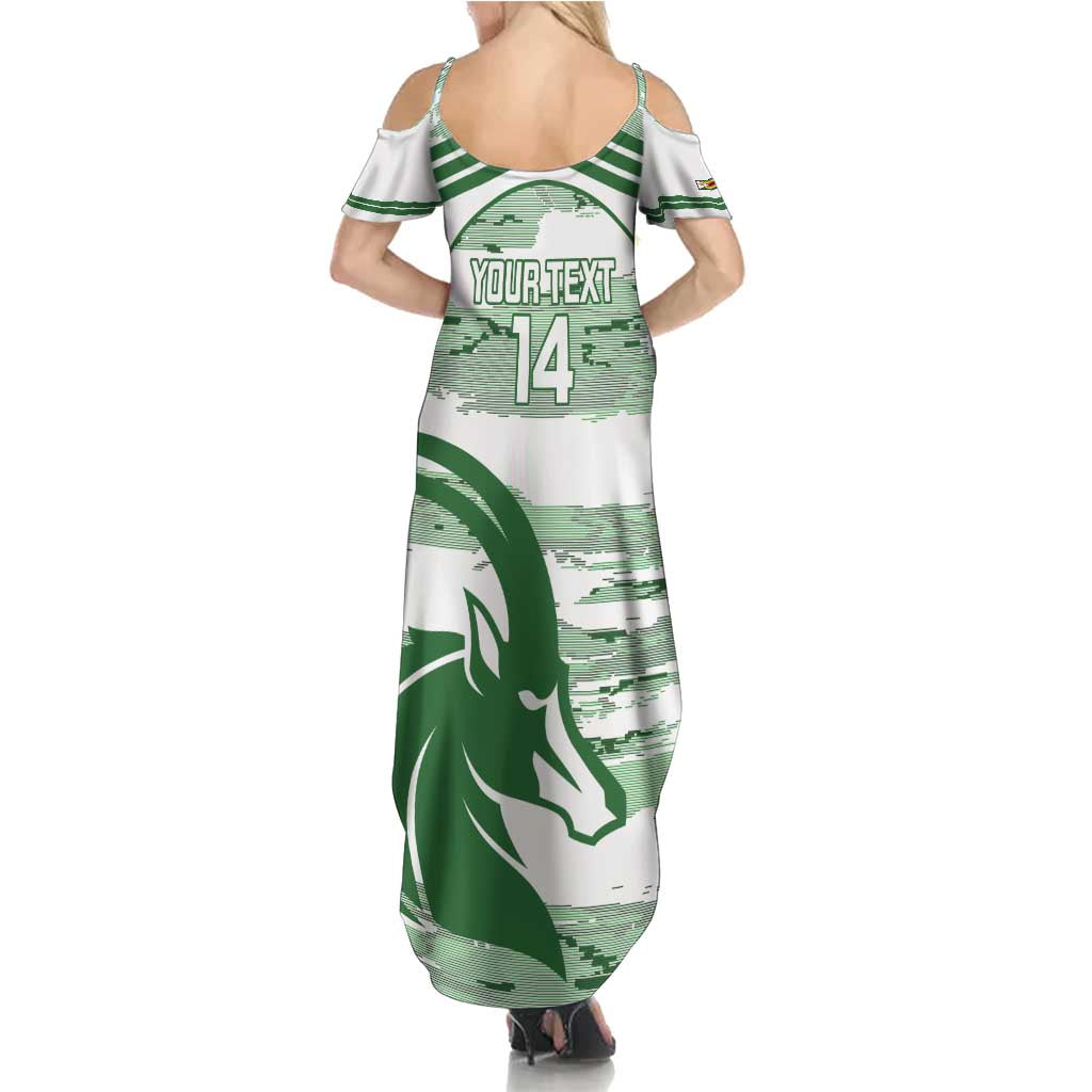 Zimbabwe Rugby Custom Summer Maxi Dress Come On Sables White Version - Wonder Print Shop