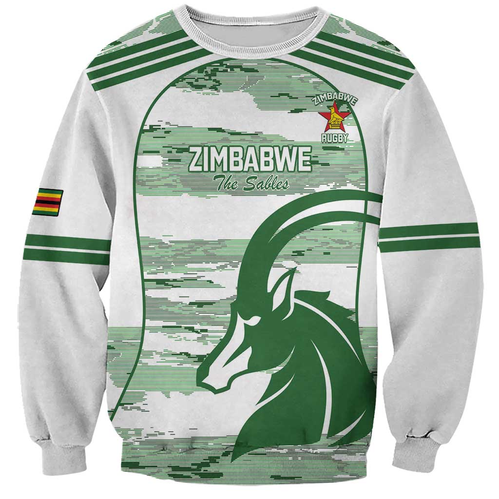 Zimbabwe Rugby Custom Sweatshirt Come On Sables White Version - Wonder Print Shop