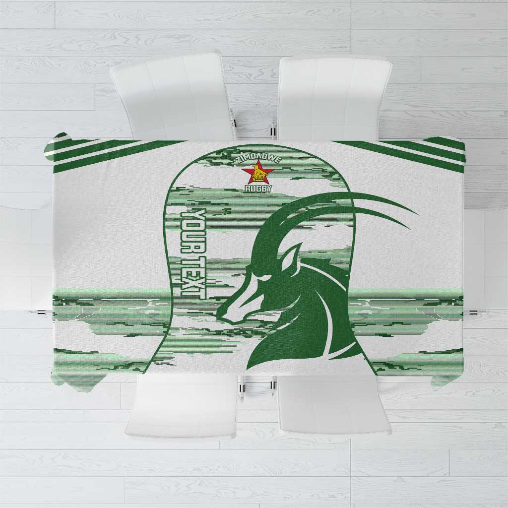 Zimbabwe Rugby Custom Tablecloth Come On Sables White Version - Wonder Print Shop