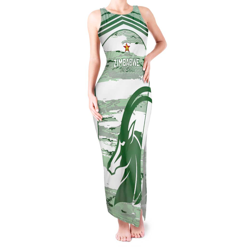 Zimbabwe Rugby Custom Tank Maxi Dress Come On Sables White Version - Wonder Print Shop