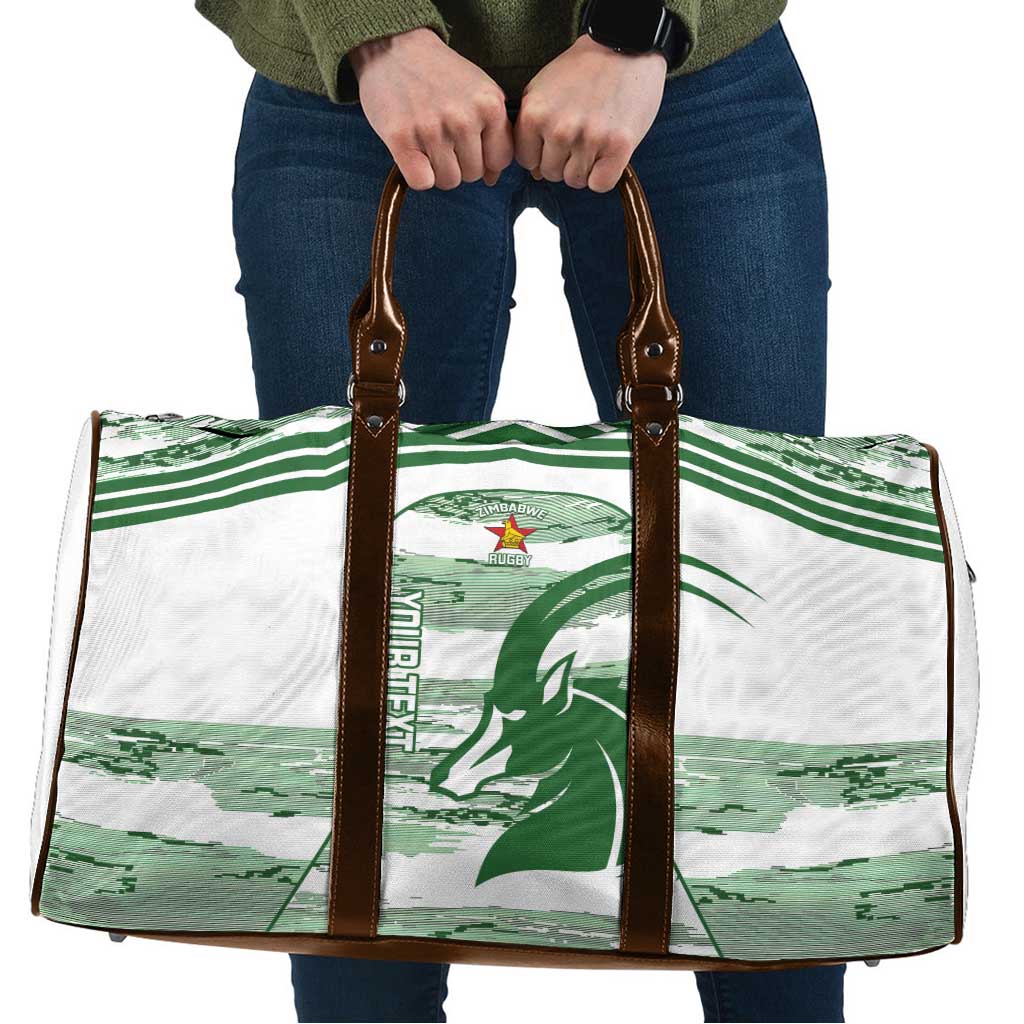 Zimbabwe Rugby Custom Travel Bag Come On Sables White Version - Wonder Print Shop