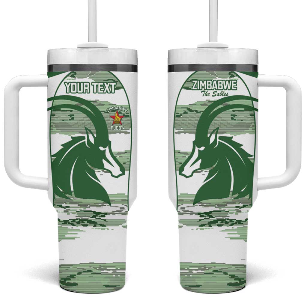 Zimbabwe Rugby Custom Tumbler With Handle Come On Sables White Version - Wonder Print Shop