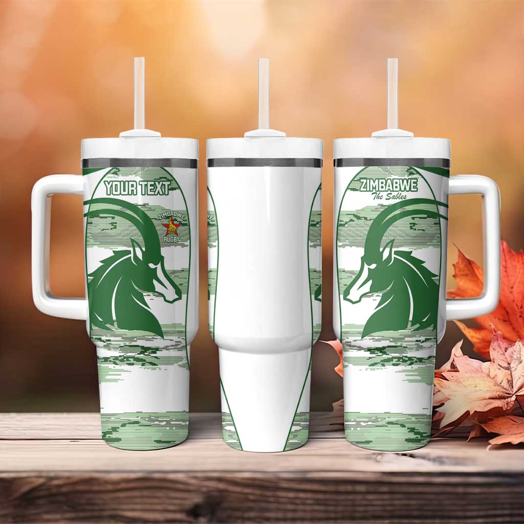 Zimbabwe Rugby Custom Tumbler With Handle Come On Sables White Version - Wonder Print Shop