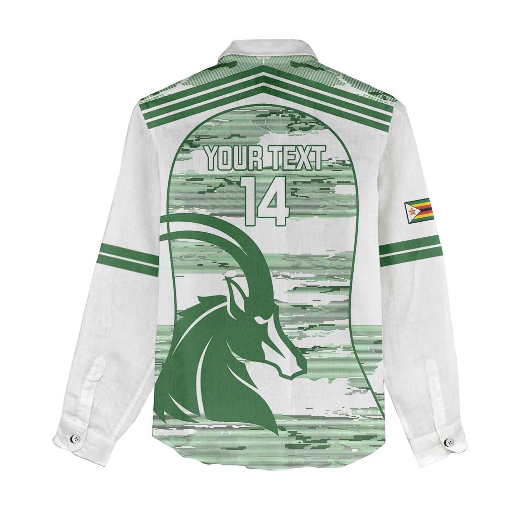 Zimbabwe Rugby Custom Women Casual Shirt Come On Sables White Version - Wonder Print Shop