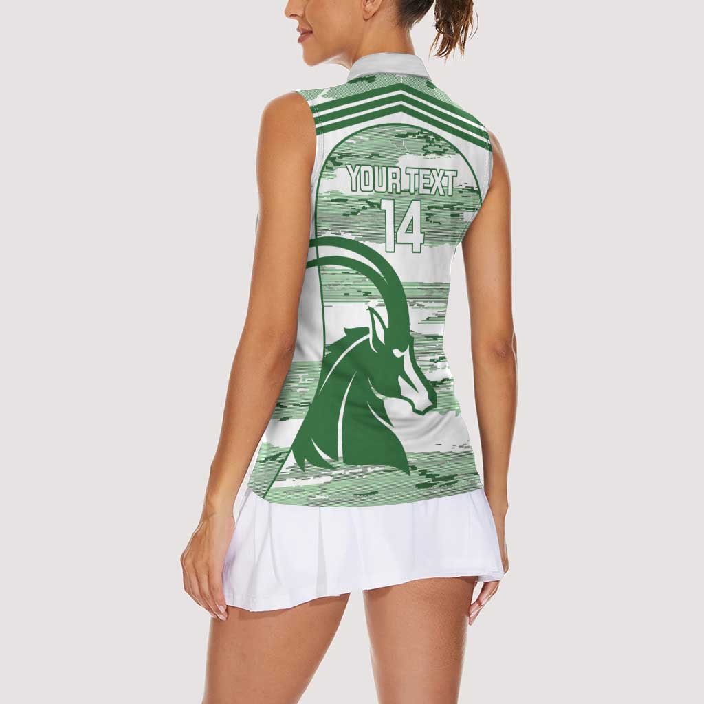 Zimbabwe Rugby Custom Women Sleeveless Polo Shirt Come On Sables White Version - Wonder Print Shop