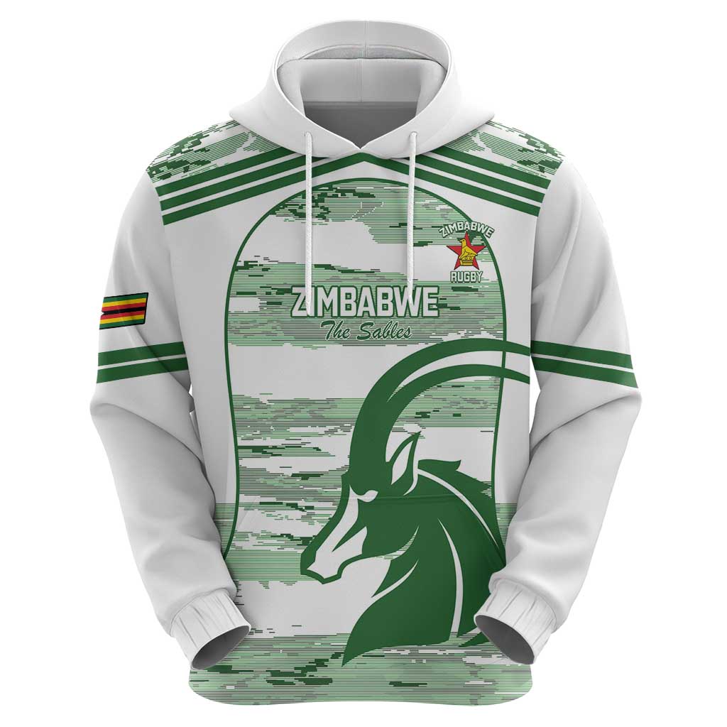 Zimbabwe Rugby Custom Zip Hoodie Come On Sables White Version - Wonder Print Shop