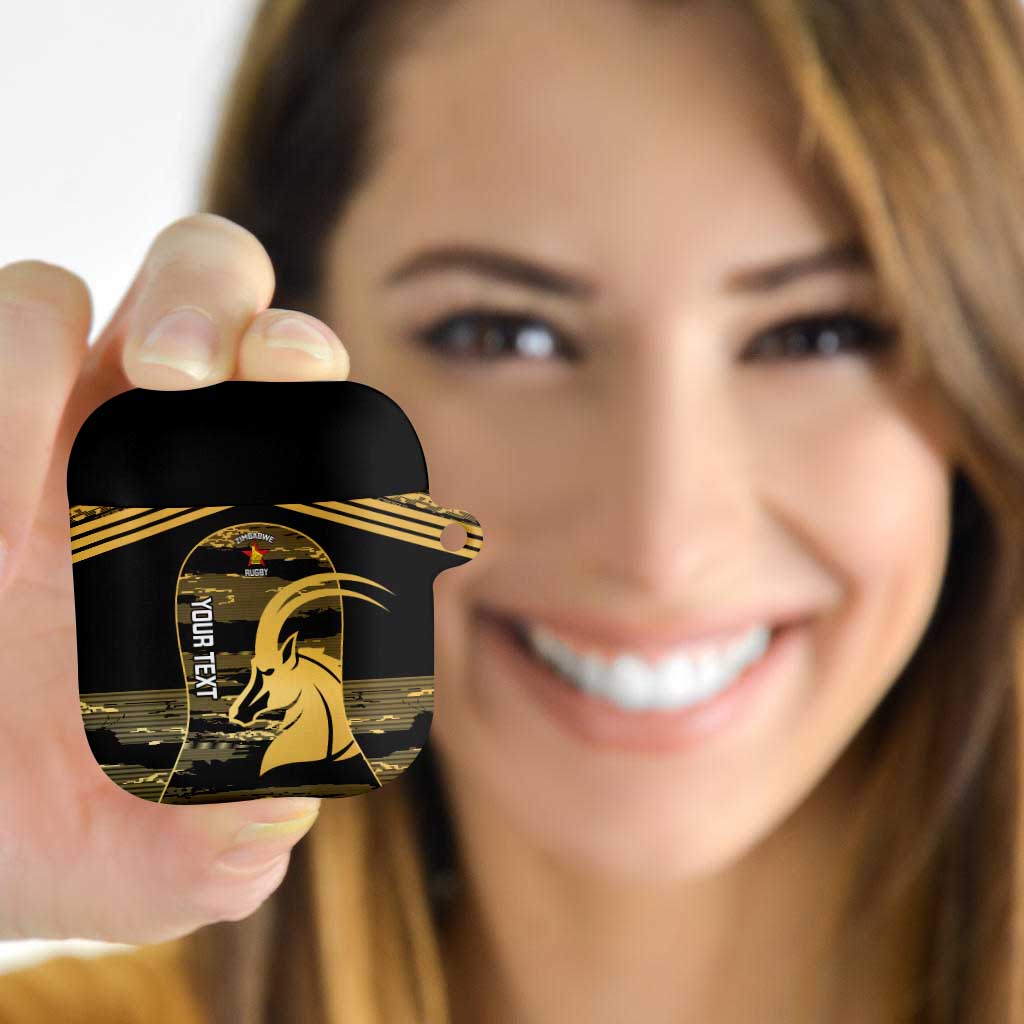 Zimbabwe Rugby Custom AirPods Case Come On Sables Gold Black Version - Wonder Print Shop
