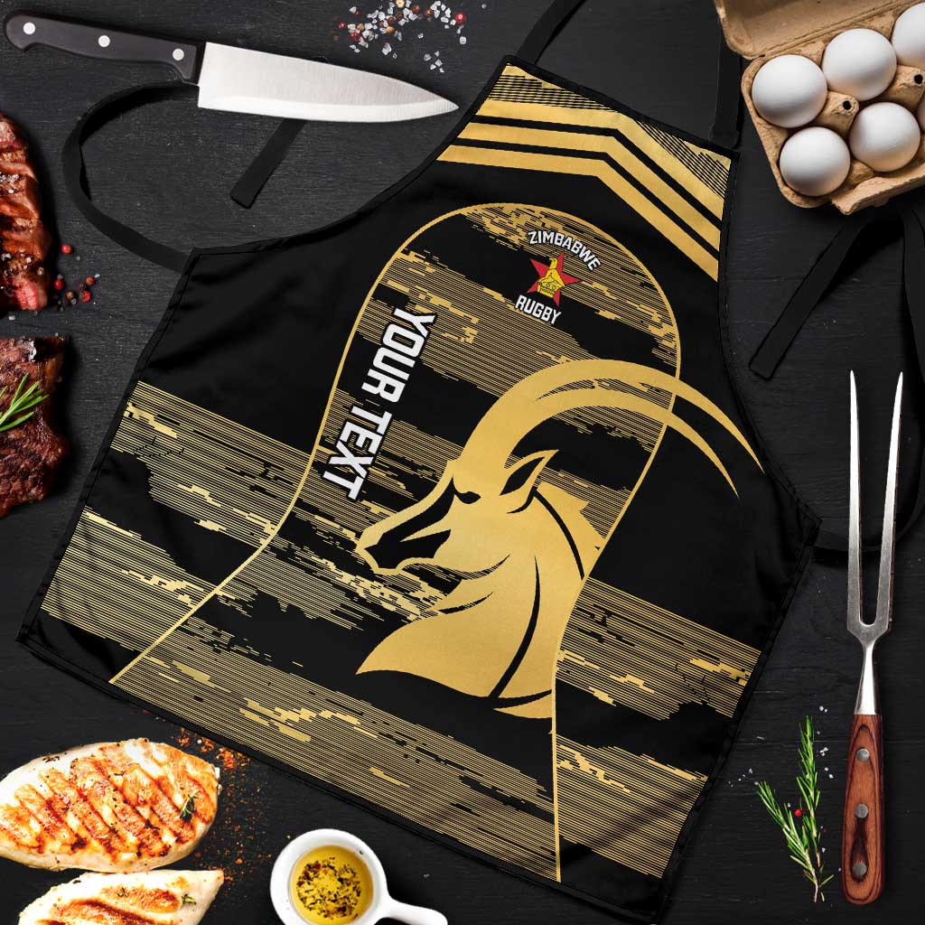 Zimbabwe Rugby Custom Apron Come On Sables Gold Black Version - Wonder Print Shop