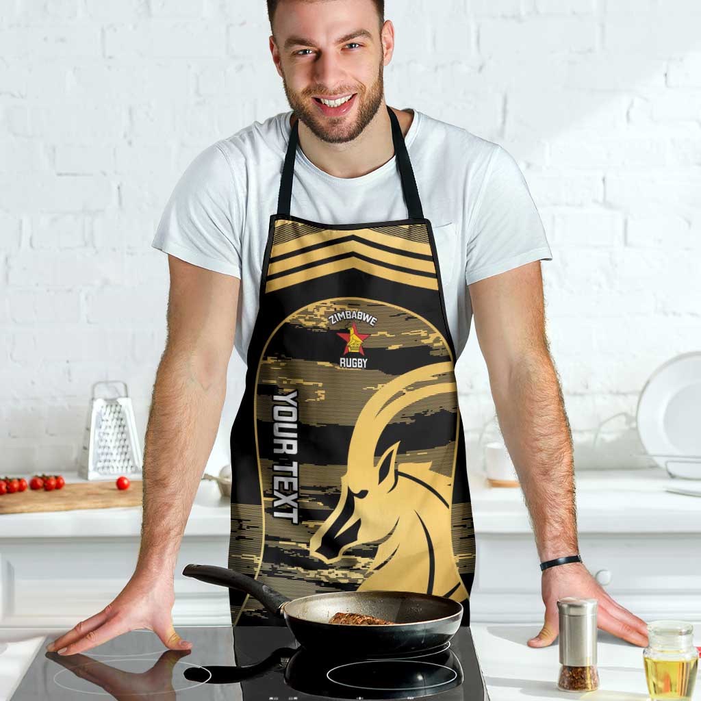 Zimbabwe Rugby Custom Apron Come On Sables Gold Black Version - Wonder Print Shop