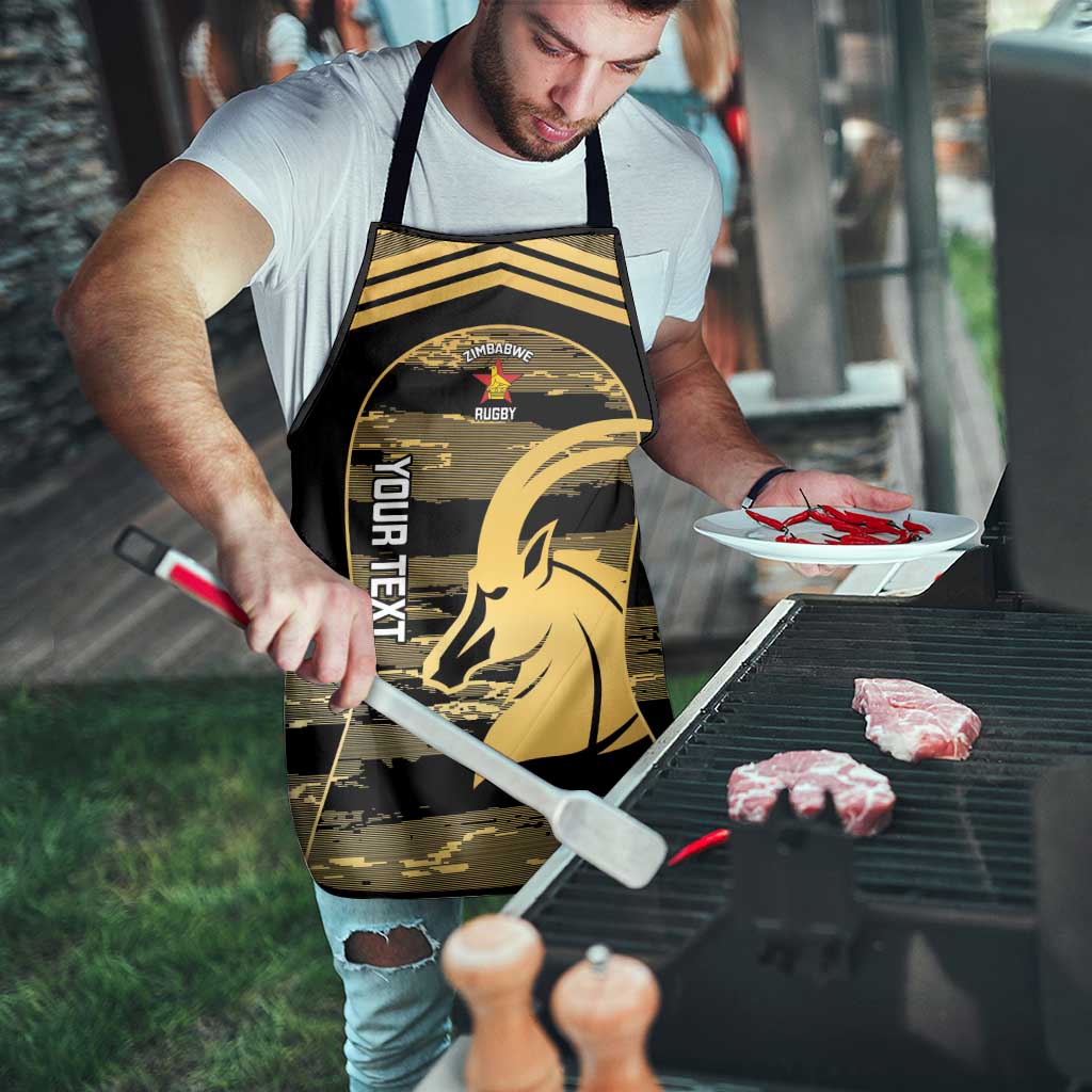 Zimbabwe Rugby Custom Apron Come On Sables Gold Black Version - Wonder Print Shop