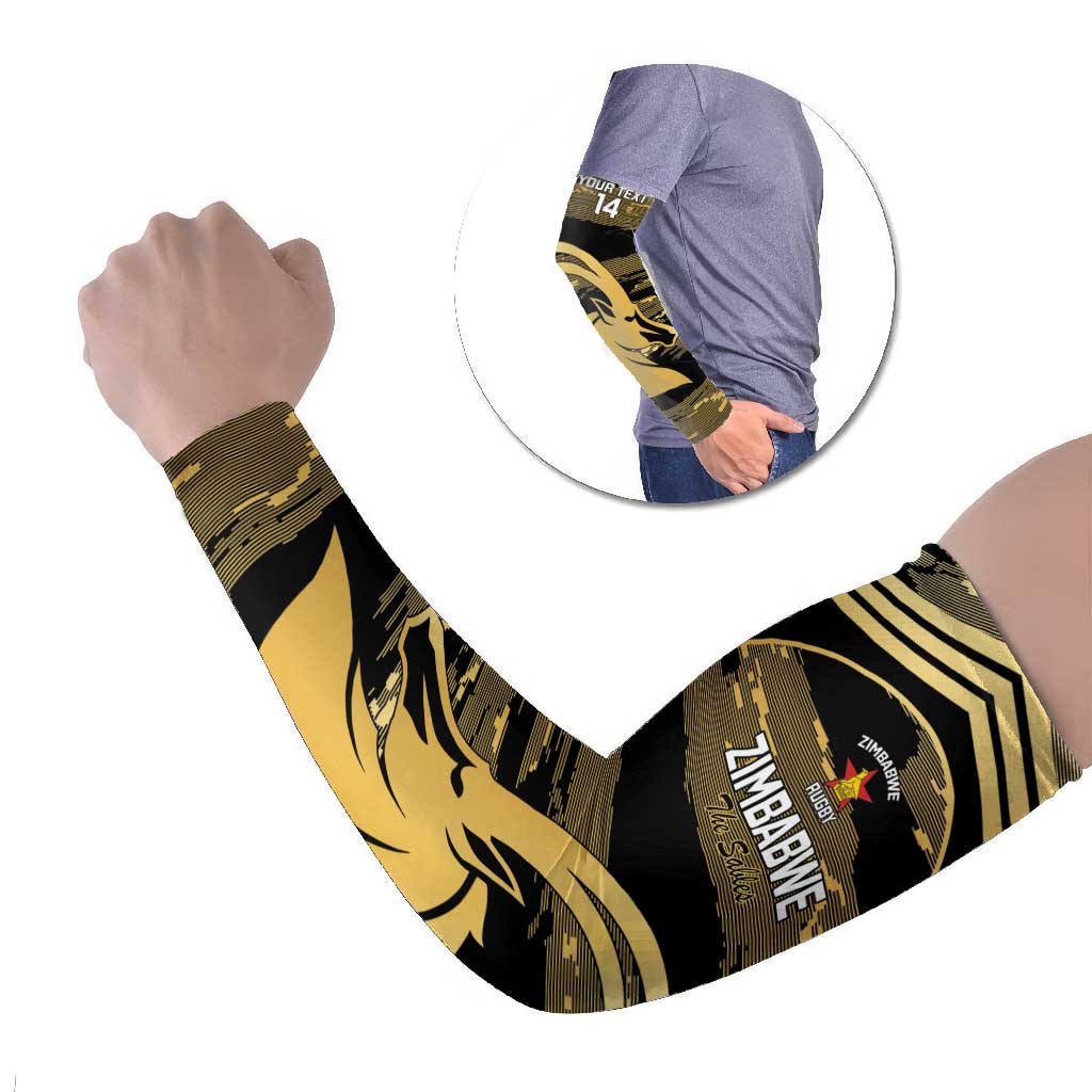 Zimbabwe Rugby Custom Arm Sleeves Come On Sables Gold Black Version - Wonder Print Shop