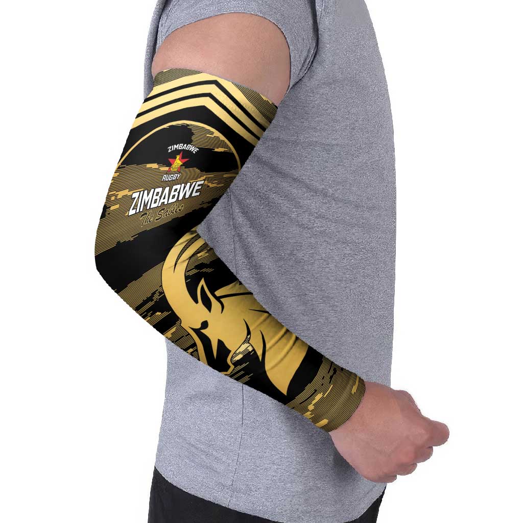 Zimbabwe Rugby Custom Arm Sleeves Come On Sables Gold Black Version - Wonder Print Shop