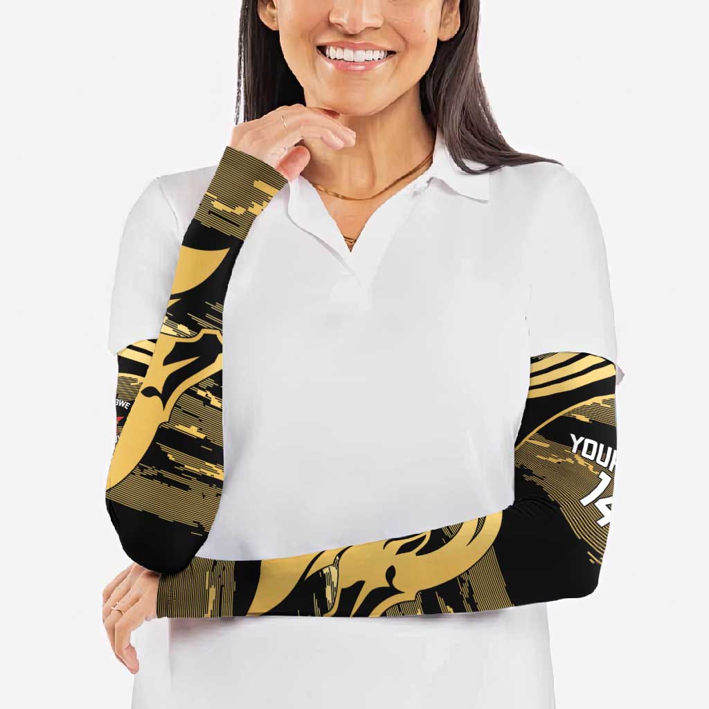 Zimbabwe Rugby Custom Arm Sleeves Come On Sables Gold Black Version - Wonder Print Shop