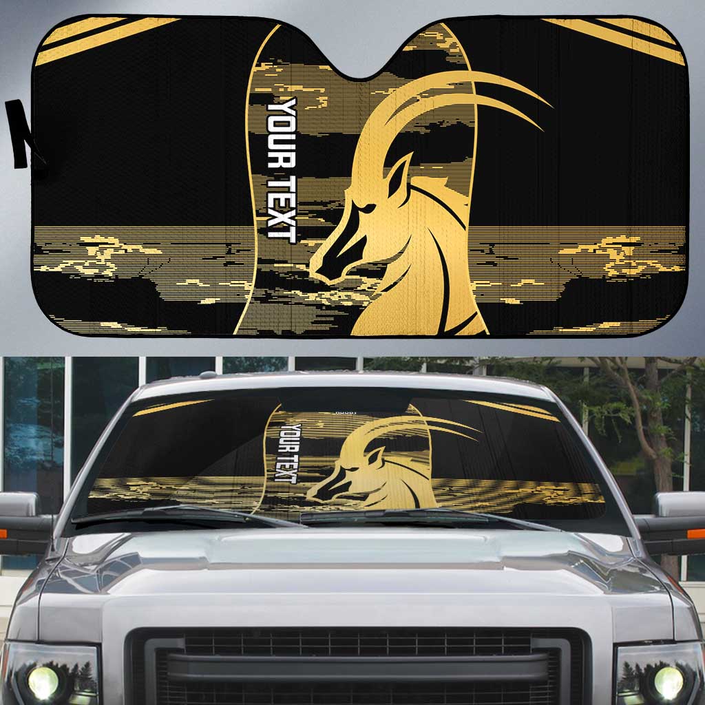 Zimbabwe Rugby Custom Auto Sun Shade Come On Sables Gold Black Version - Wonder Print Shop